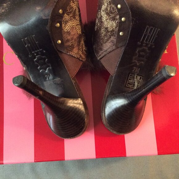 Pelle Moda vintage brocade and feather stiletto mule - Picture 10 of 10